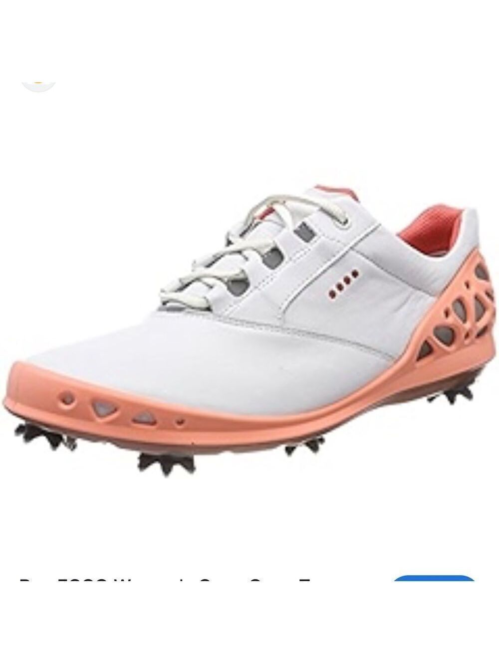 Ecco Golf Shoes Cage Spiked Cleats White Peach Leather Athletic Gore Tex 40 9